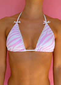 Nicole Pink Zebra String Bikini Top