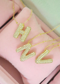 Gold Chunky CZ Initial Necklace