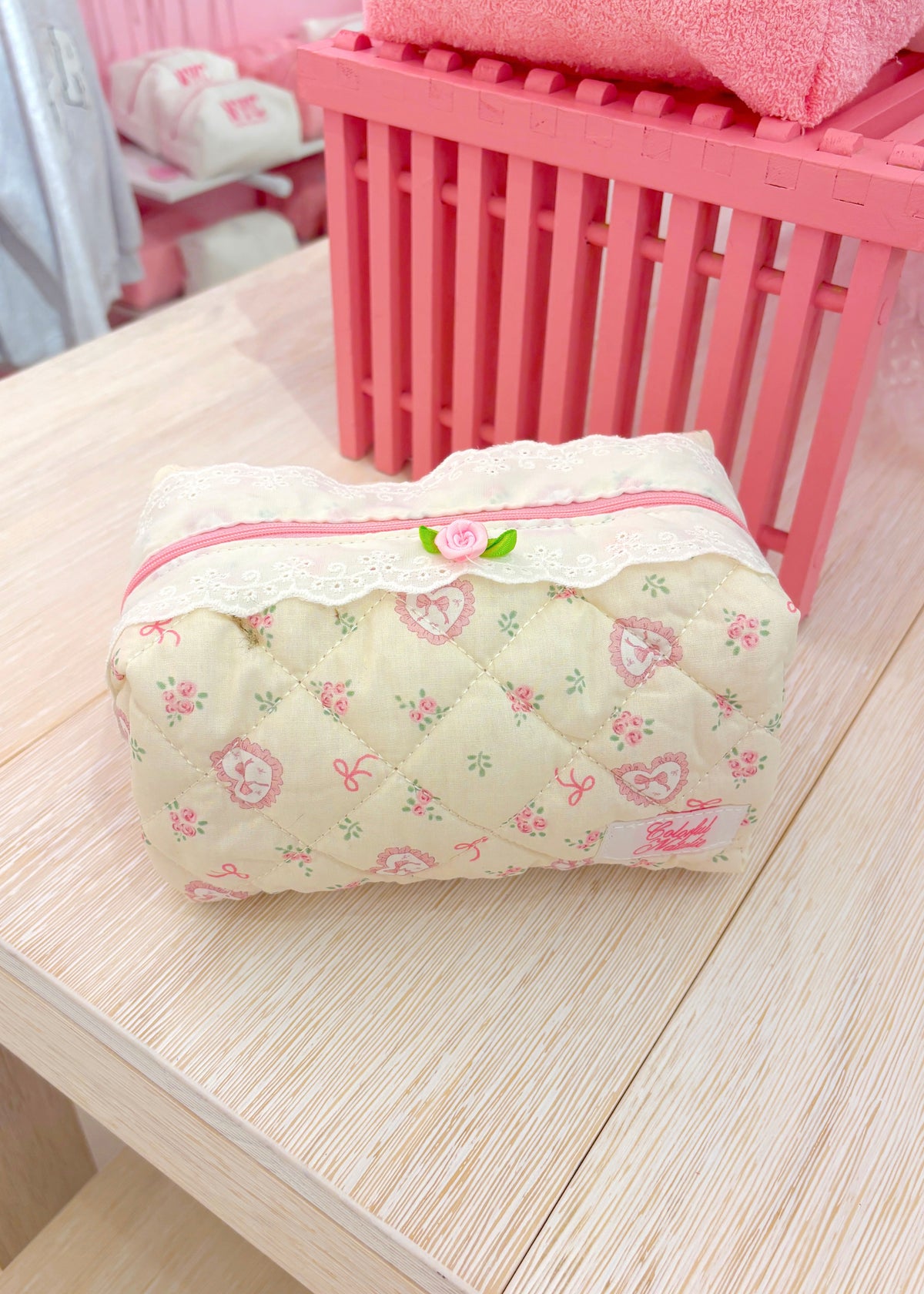 Pink Coquette Bows Makeup Bag