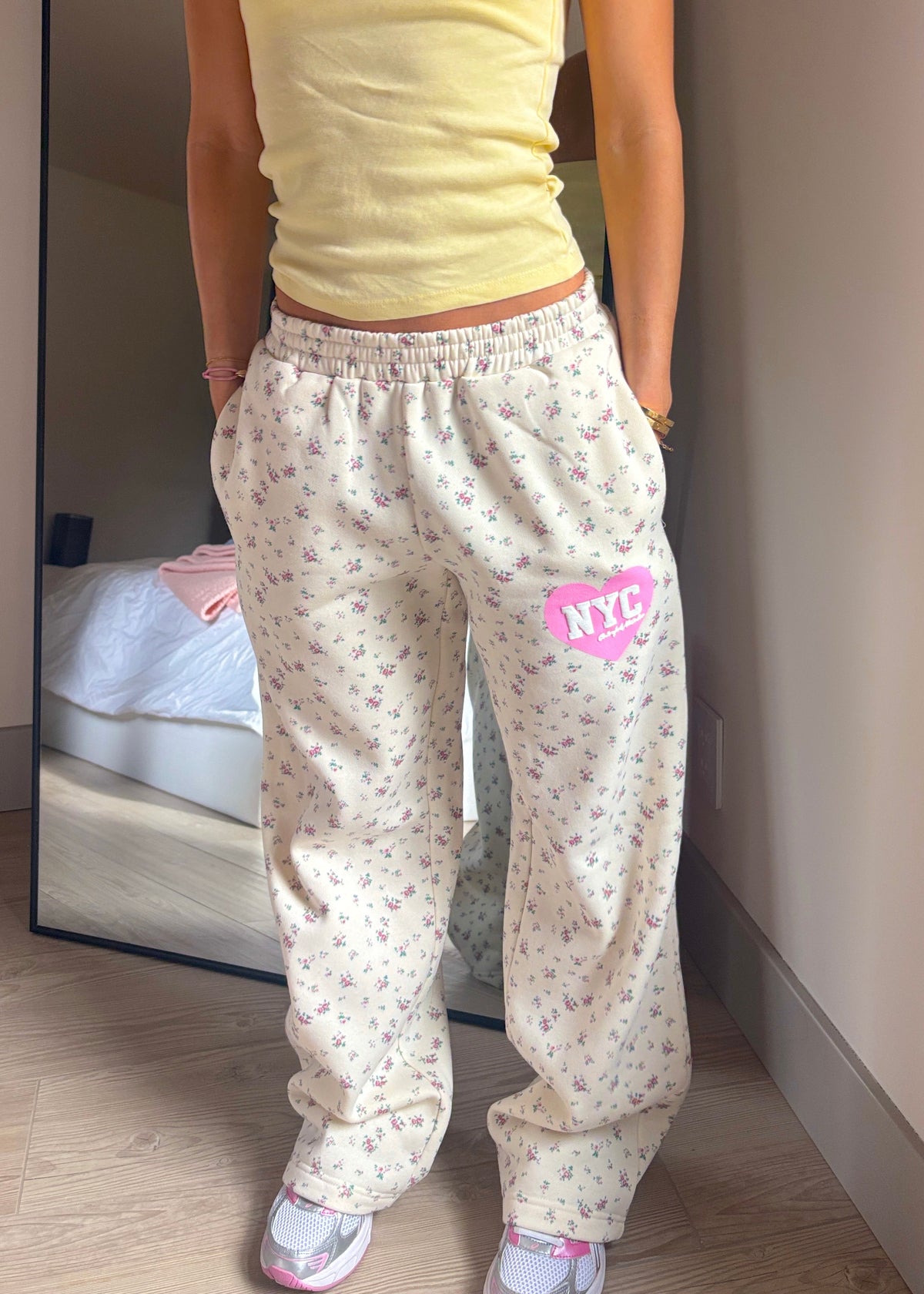 NYC Floral Heart Puff Sweatpants