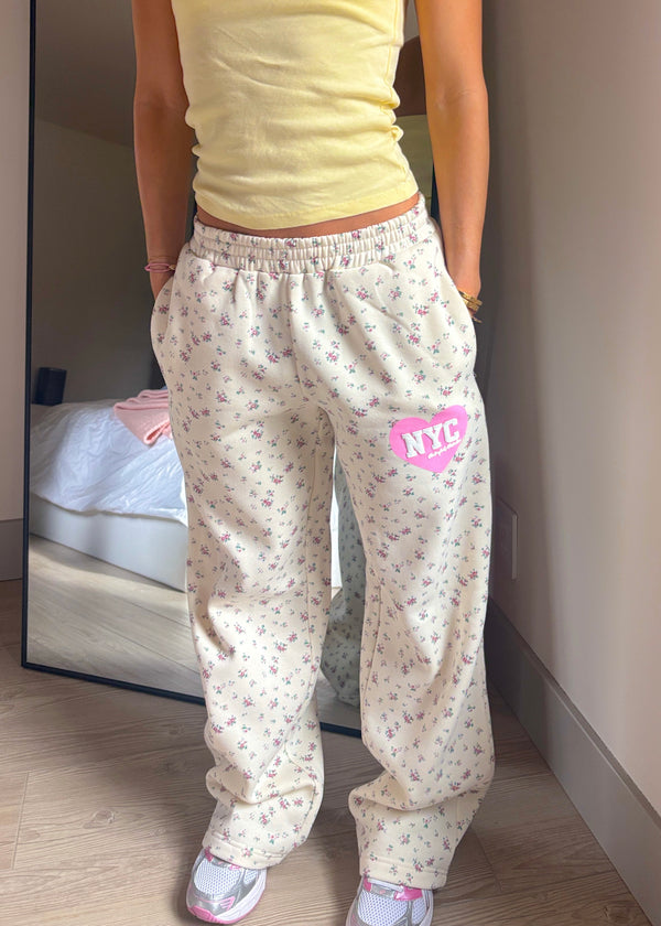 NYC Floral Heart Puff Sweatpants