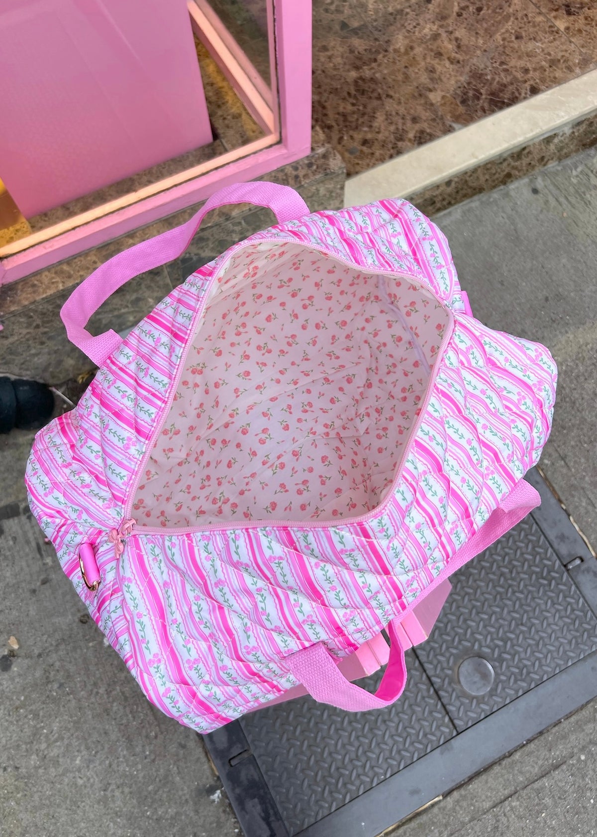 Flowers and Stripes Duffle Bag