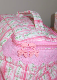 Flowers and Stripes Handle Makeup Bag
