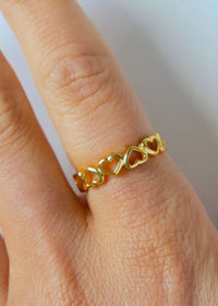 Hearts Repeating Gold Ring