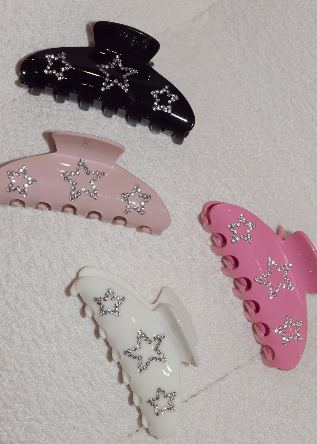 Triple Star White Rhinestone Hair Clip