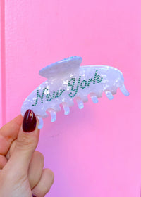 New York Blue Studded Ivory Hair Clip