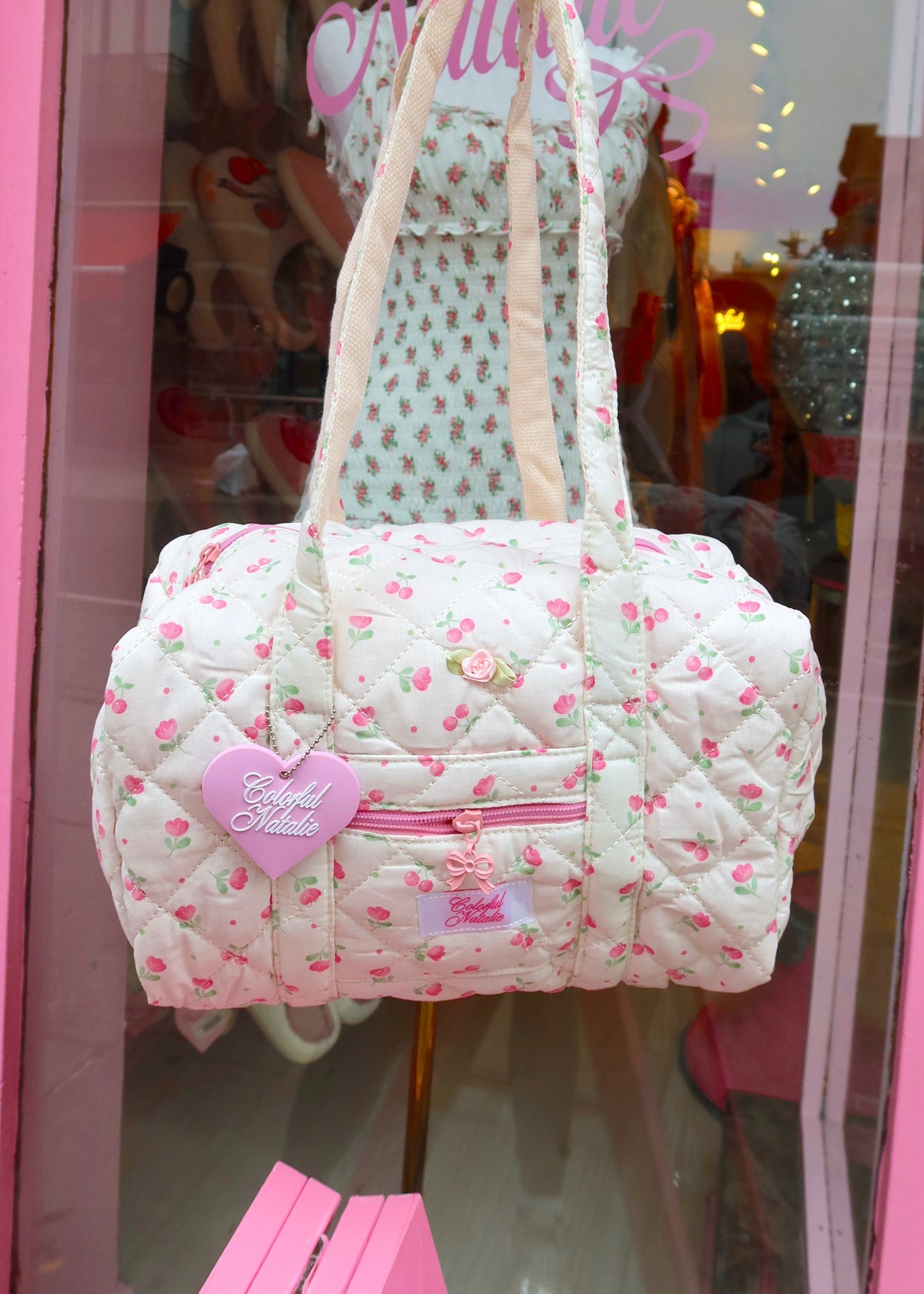 Pink Roses and Cherries Pilates Bag