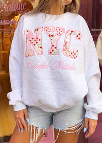 Strawberry Babe Embroidered NYC Crewneck