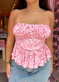 Pink Taffy Ruffle Tube Top