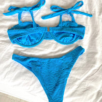 Clara Jacquard Blue Daisy Bikini Set
