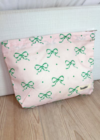 Sweet Green Bow Makeup Bag