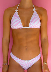 Nicole Pink Zebra String Bikini Top