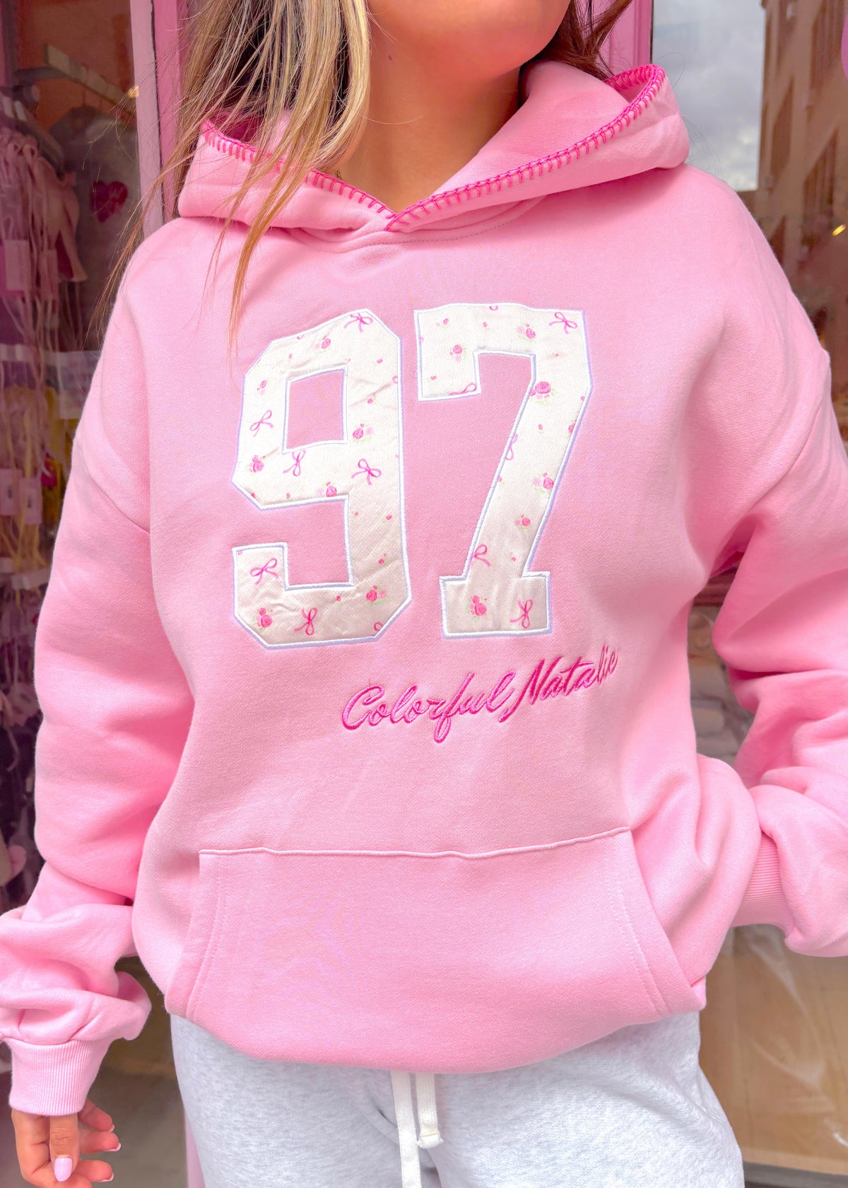 Pink 97 Stitched Hoodie