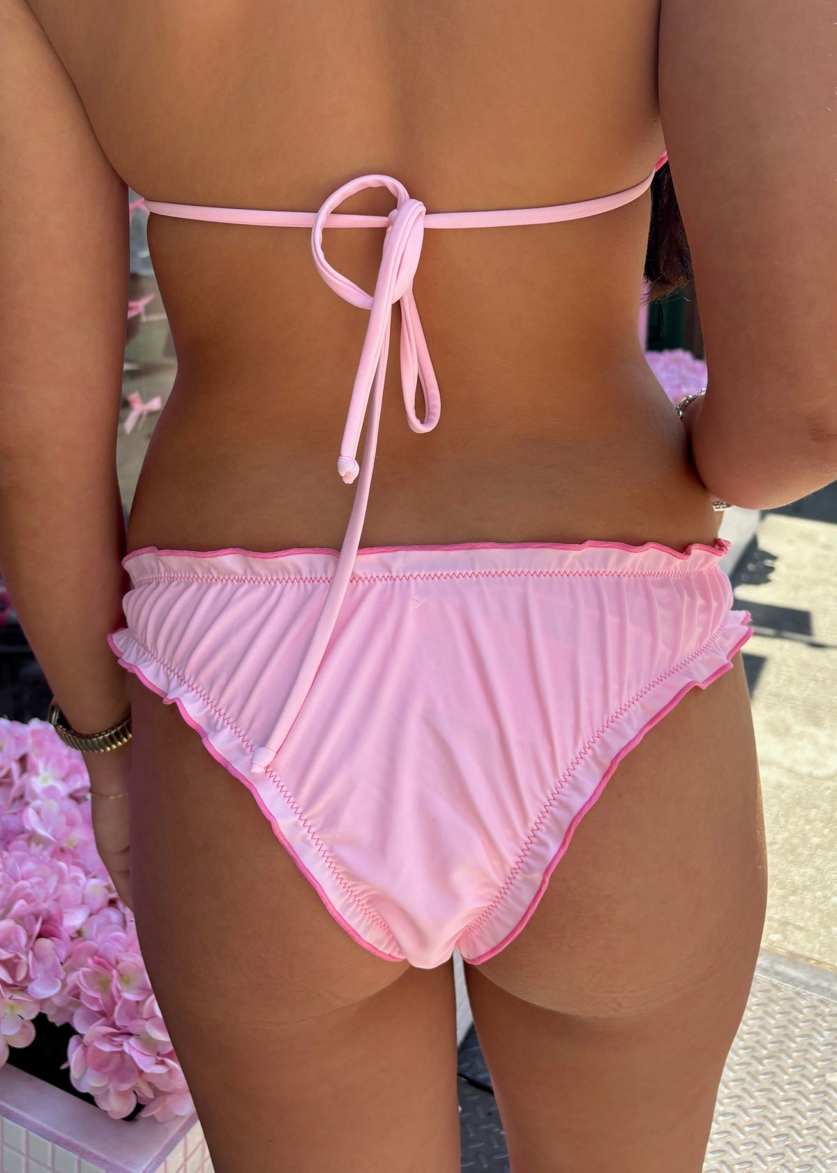 Phillipa Pink Ruched Bikini Bottom