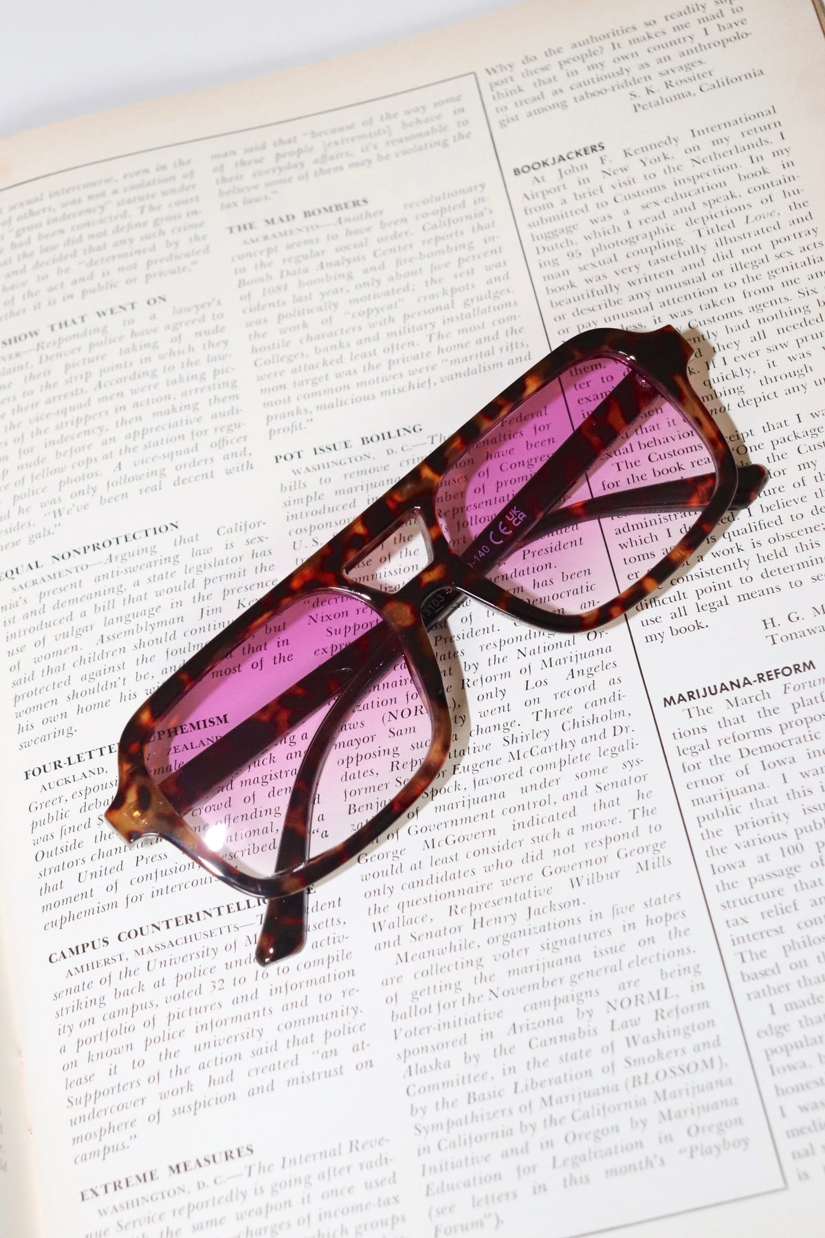 Isabella Purple Lens Double Bridge Sunglasses