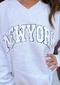 New York Grey Chenille Crewneck