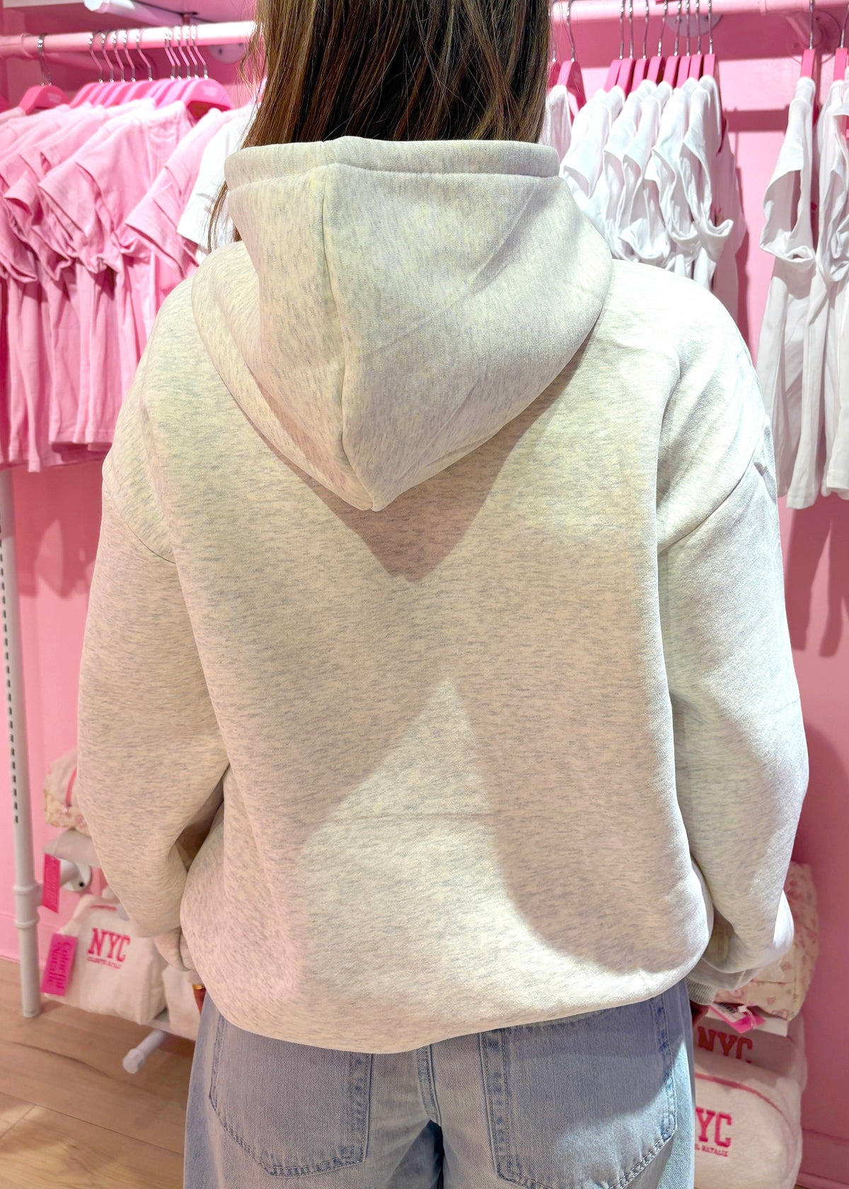 Preorder: Grey Bow Lover Embroidered NYC Hoodie