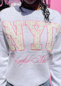 Preorder: Pink Garden Embroidered NYC Crewneck