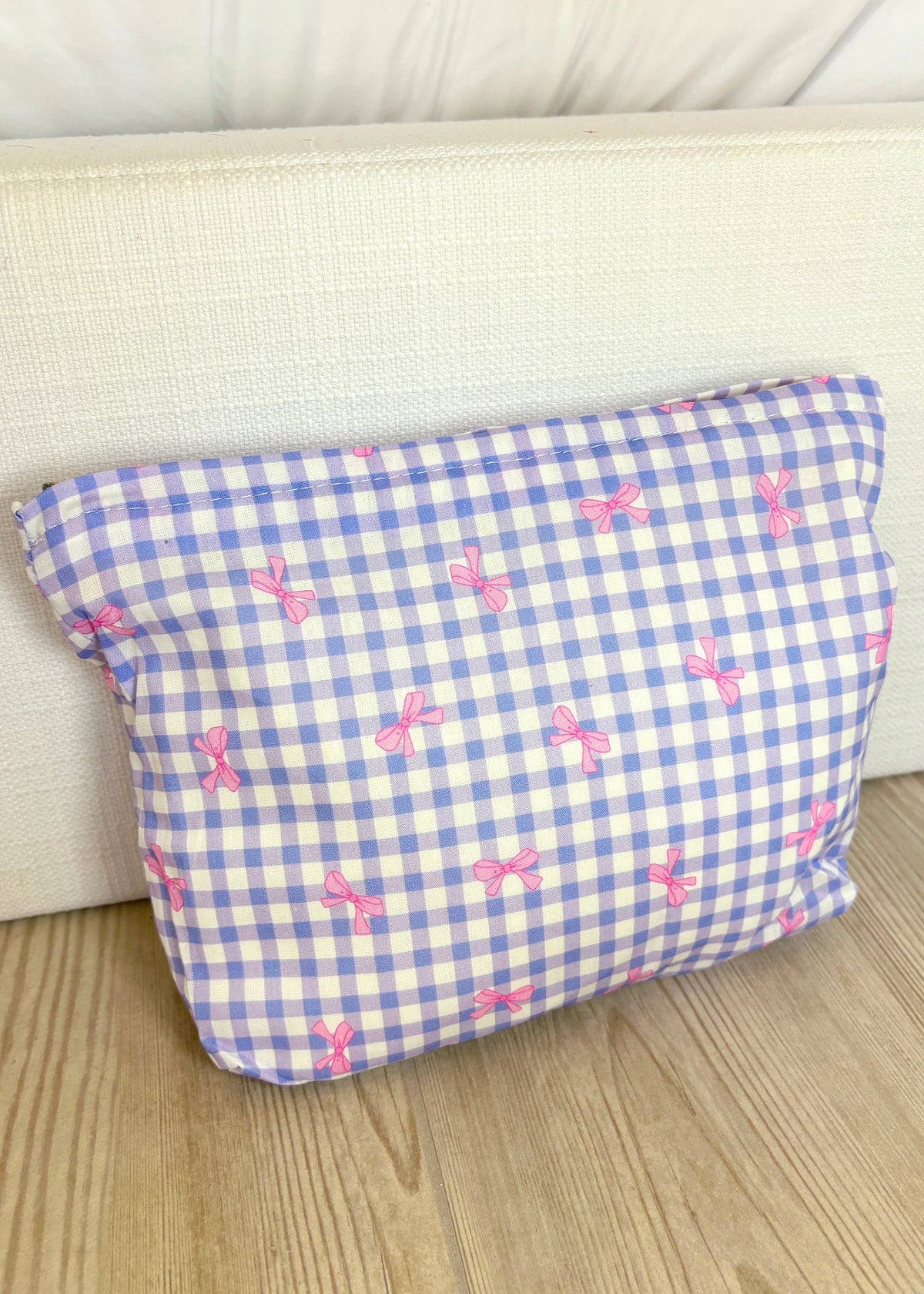 All Purple Gingham Bows Makeup Bag