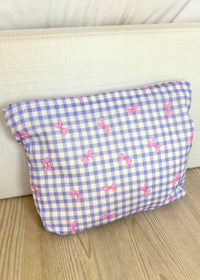 All Purple Gingham Bows Makeup Bag