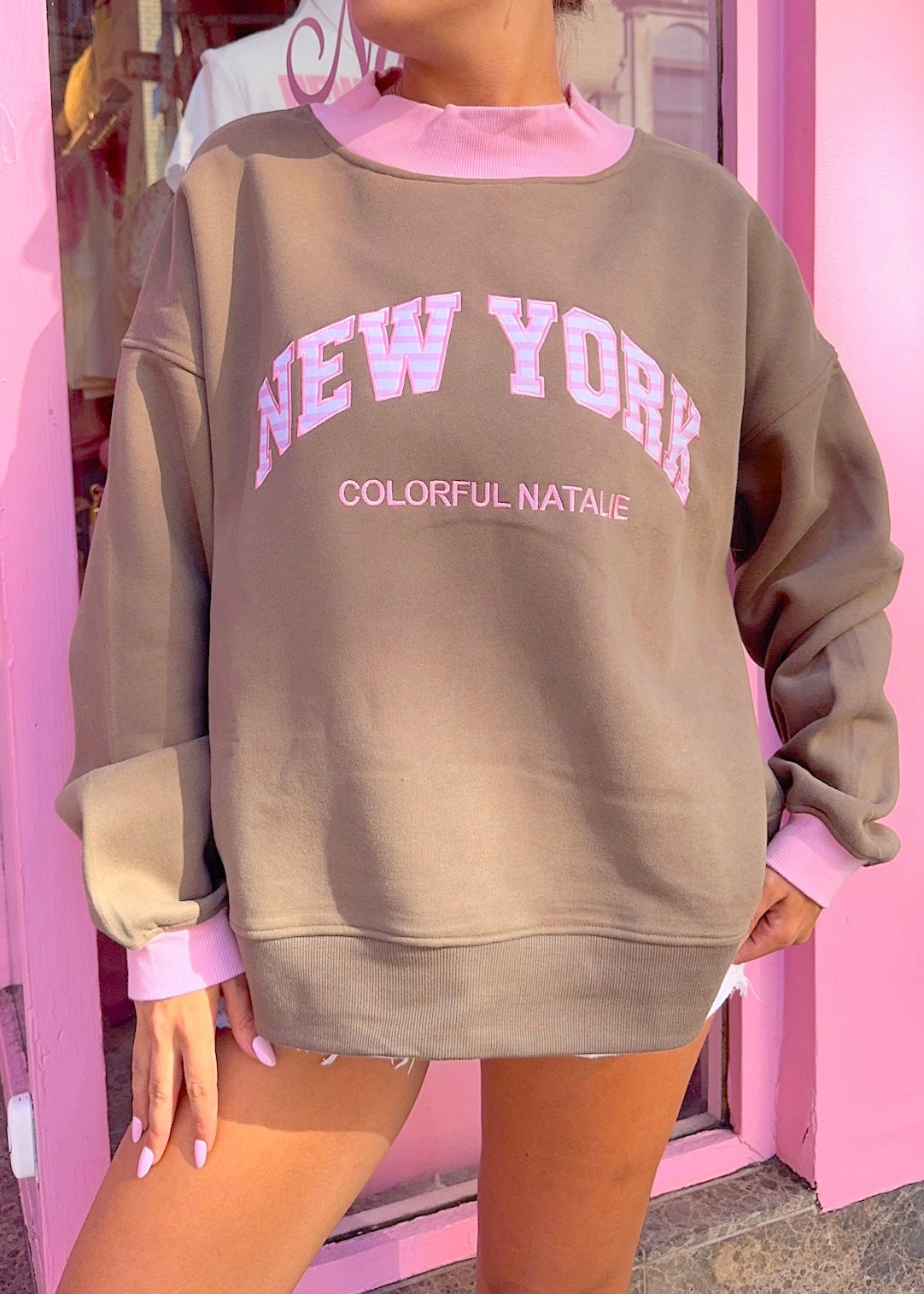 Brown Striped New York Mockneck