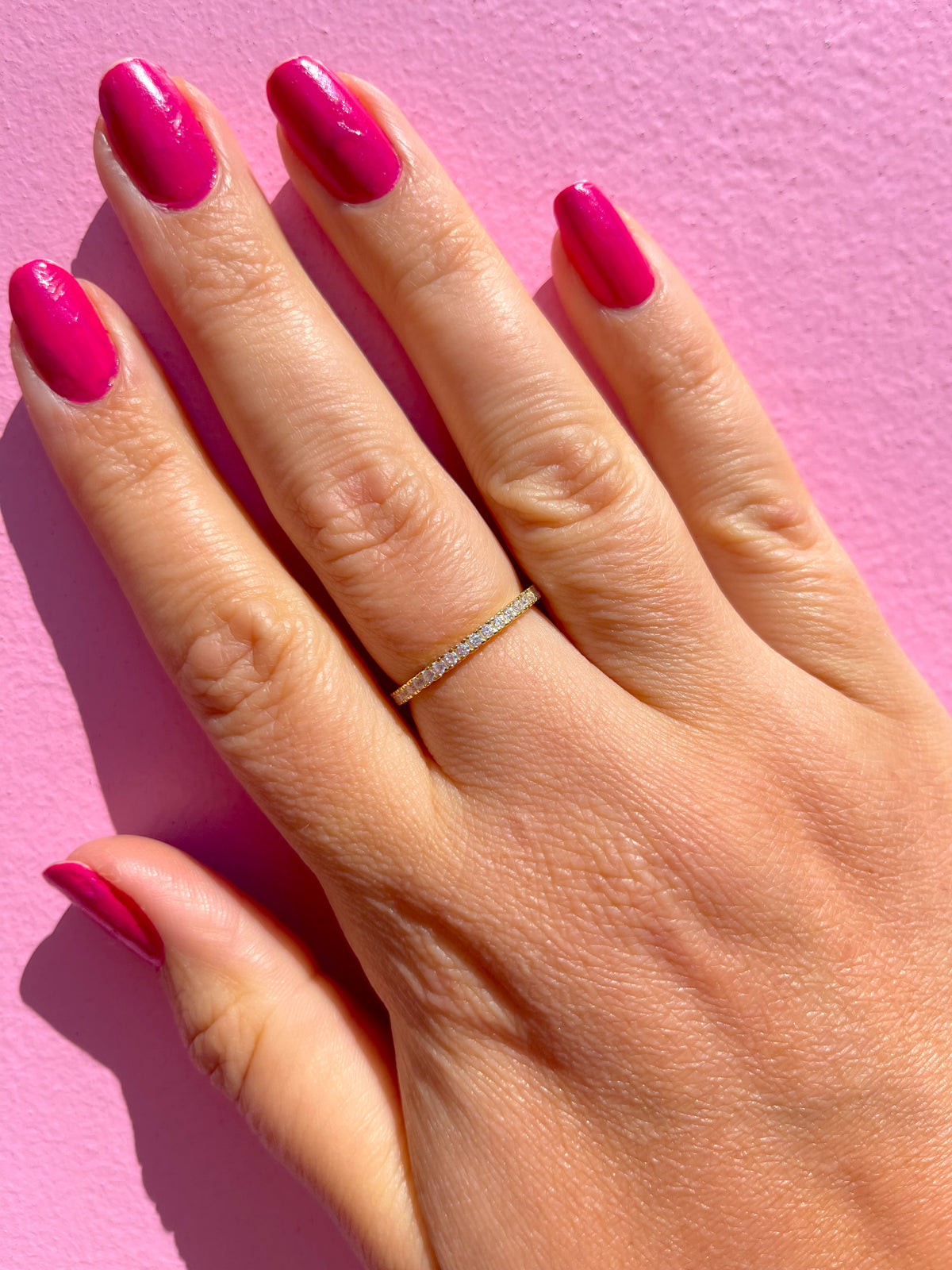 18k Gold Skinny CZ Band Ring