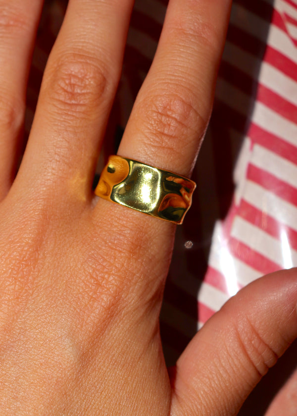 Hammered Chunky Gold Ring