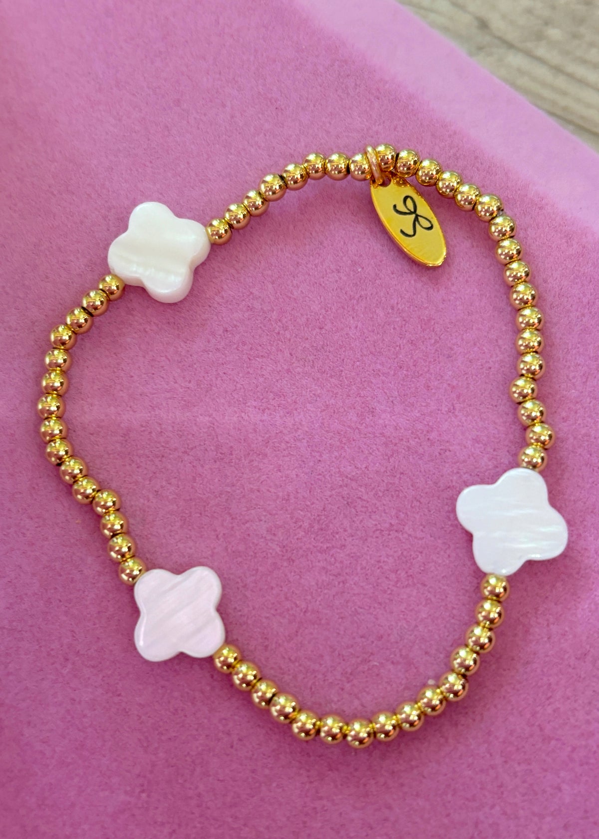 White Clovers 18k Gold Bracelet
