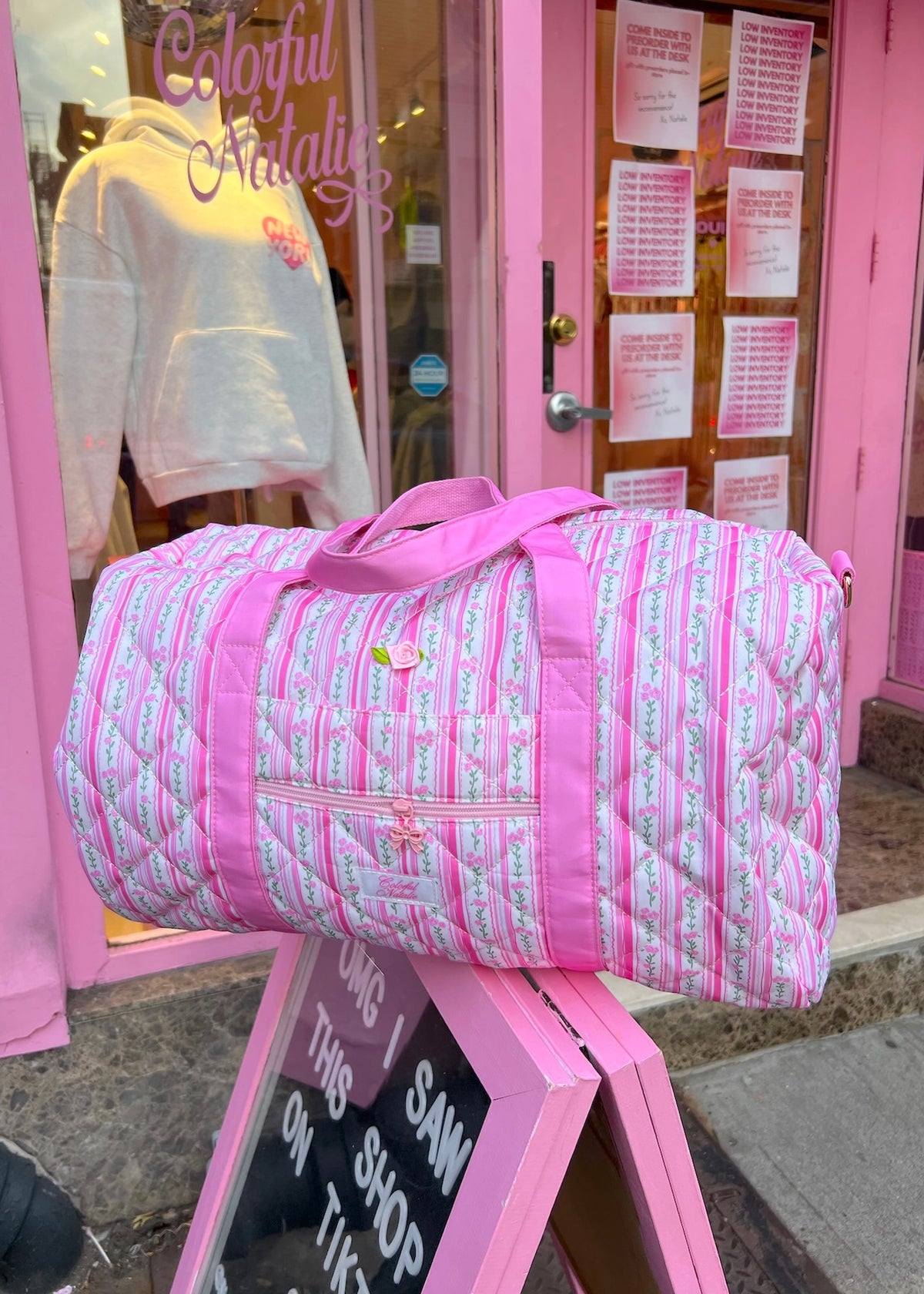 Flowers and Stripes Duffle Bag