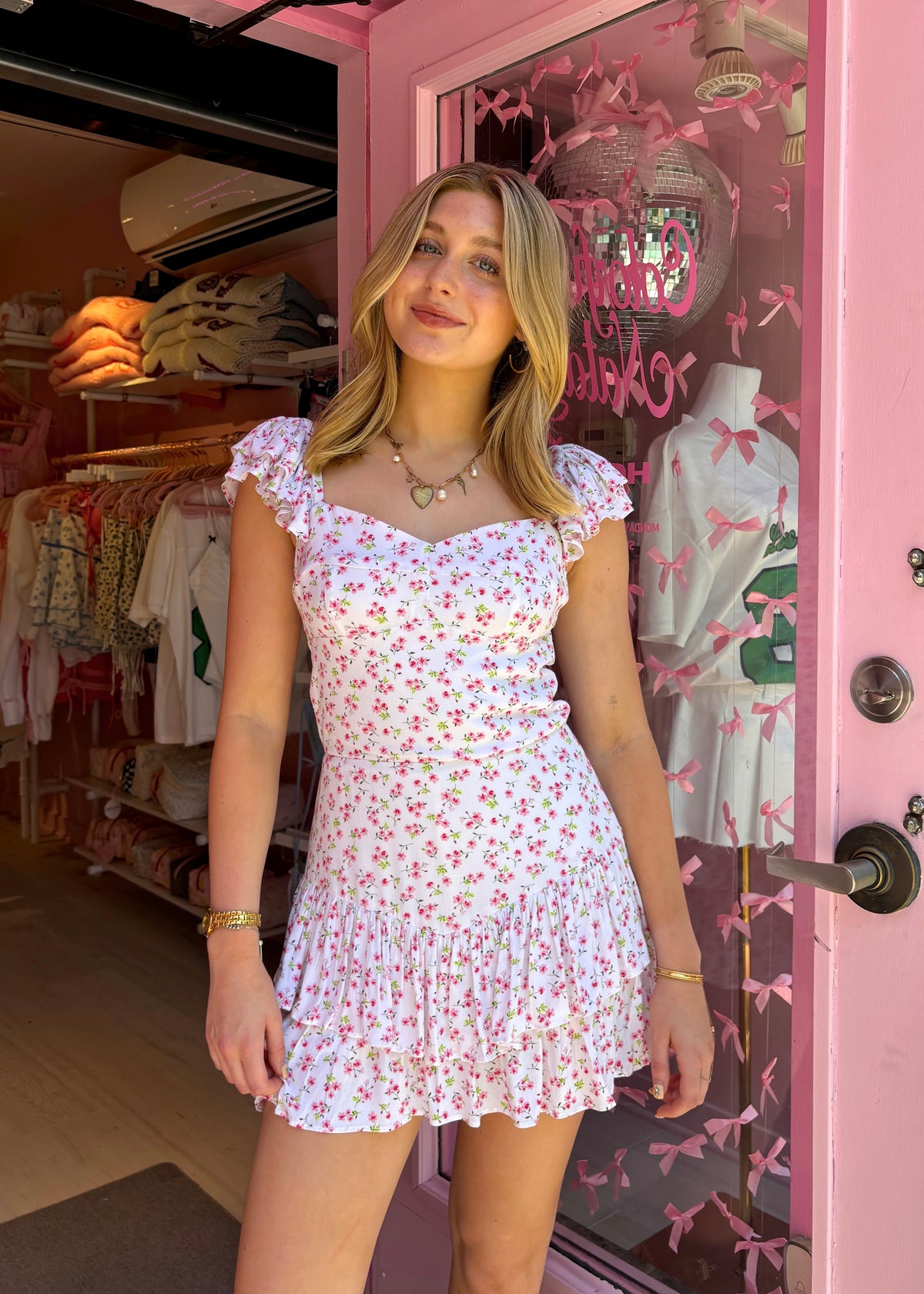 Riley Pink Floral Mini Dress