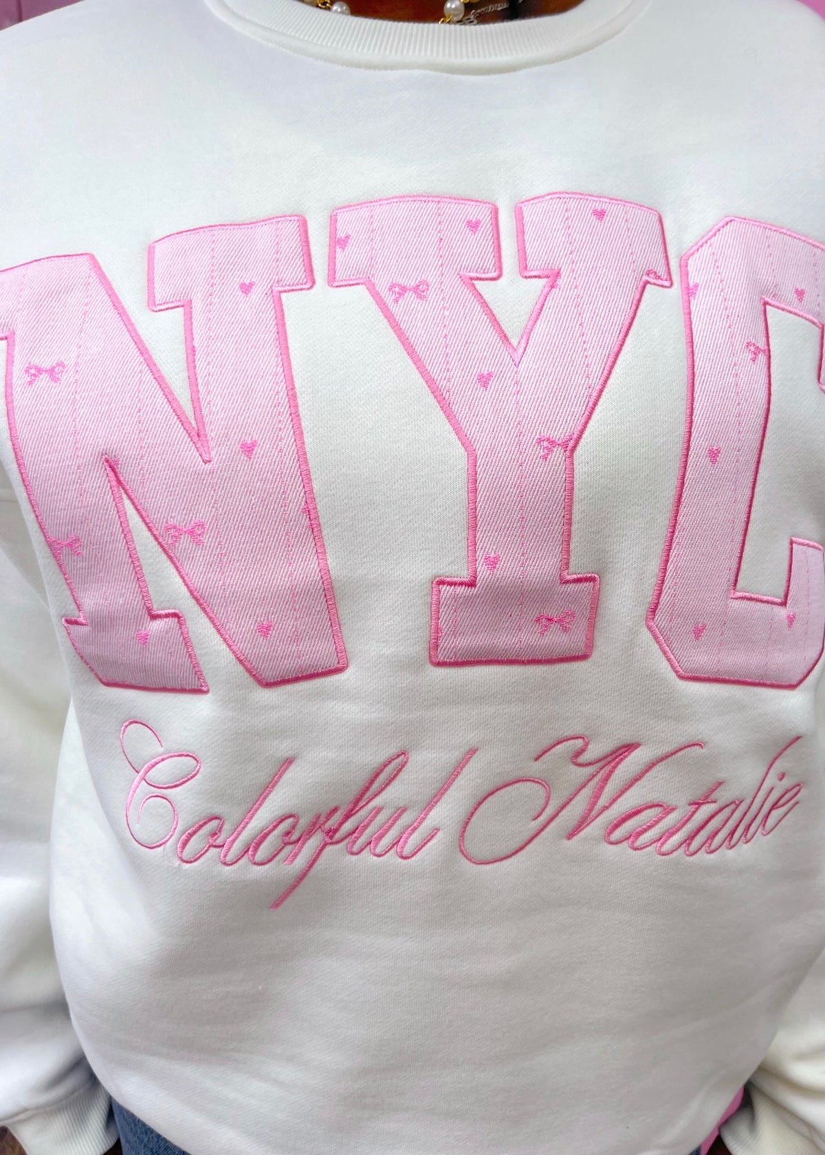 Preorder: Pink Ballerina Embroidered NYC Crewneck