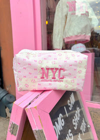 Pink Bows and Flowers Makeup Bag