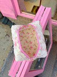 Hearts On Florals Makeup Bag