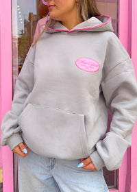 NY Pink Bow Charcoal Patch Hoodie
