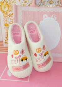 White NY Themed Slippers