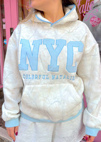 Blue Camo Embroidered NYC Hoodie