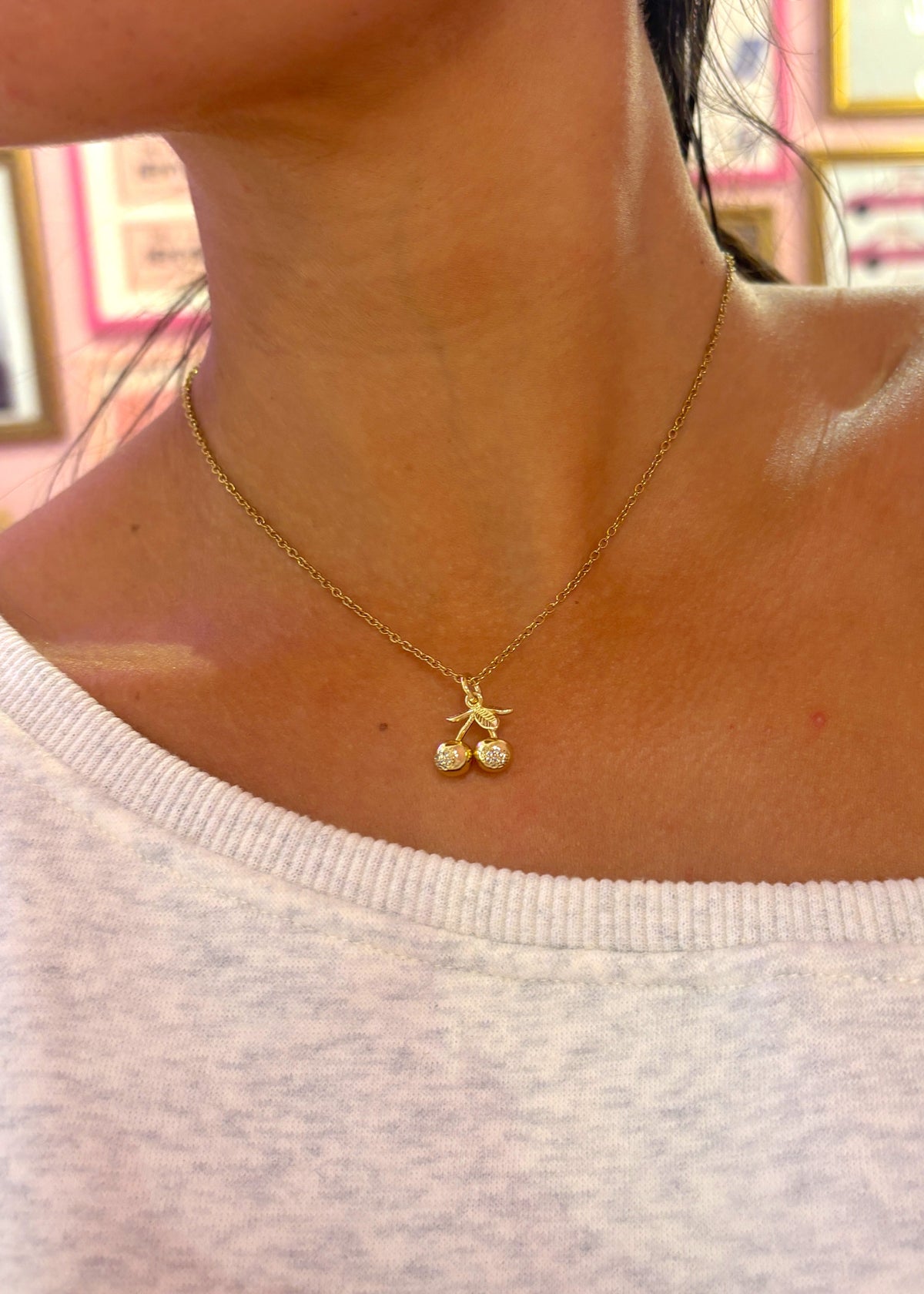 Gold Cherry Necklace