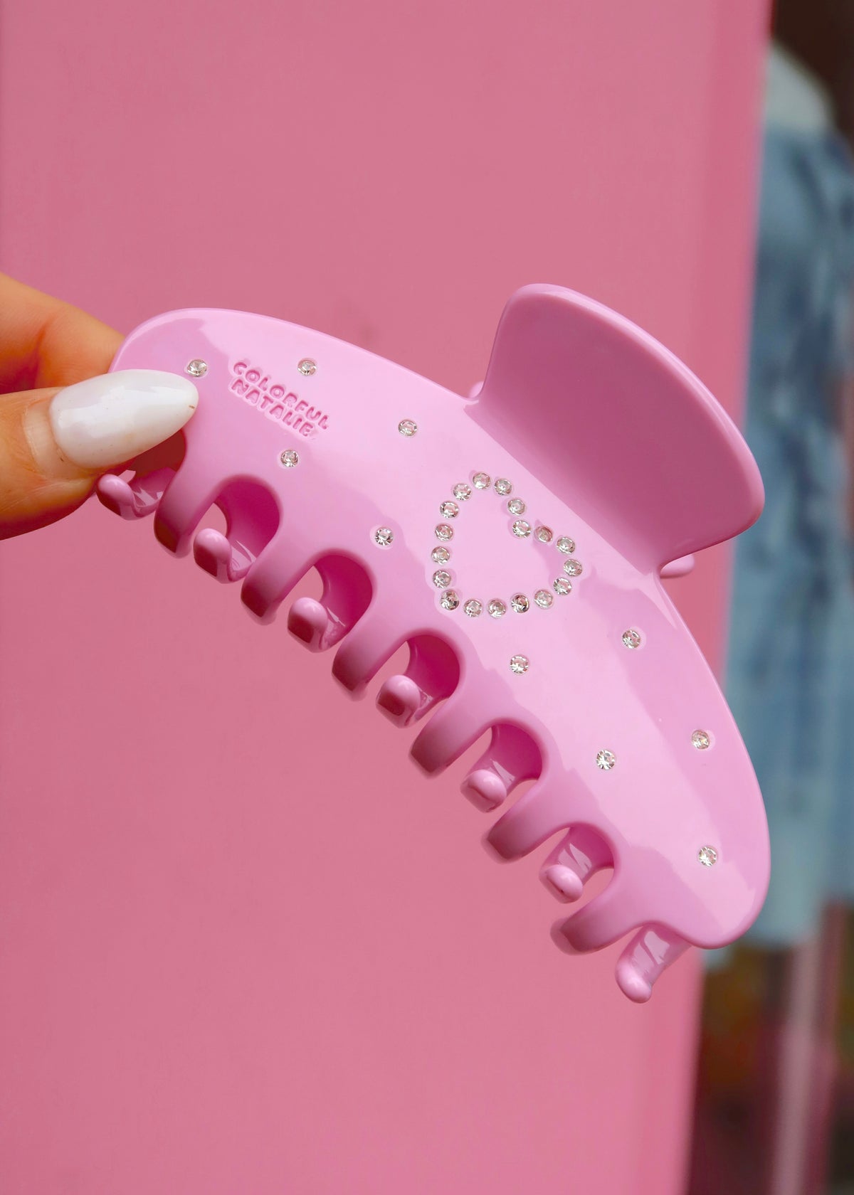 Pink Heart CZ Hair Clip