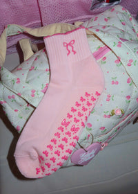 Pink Bow Grip Socks
