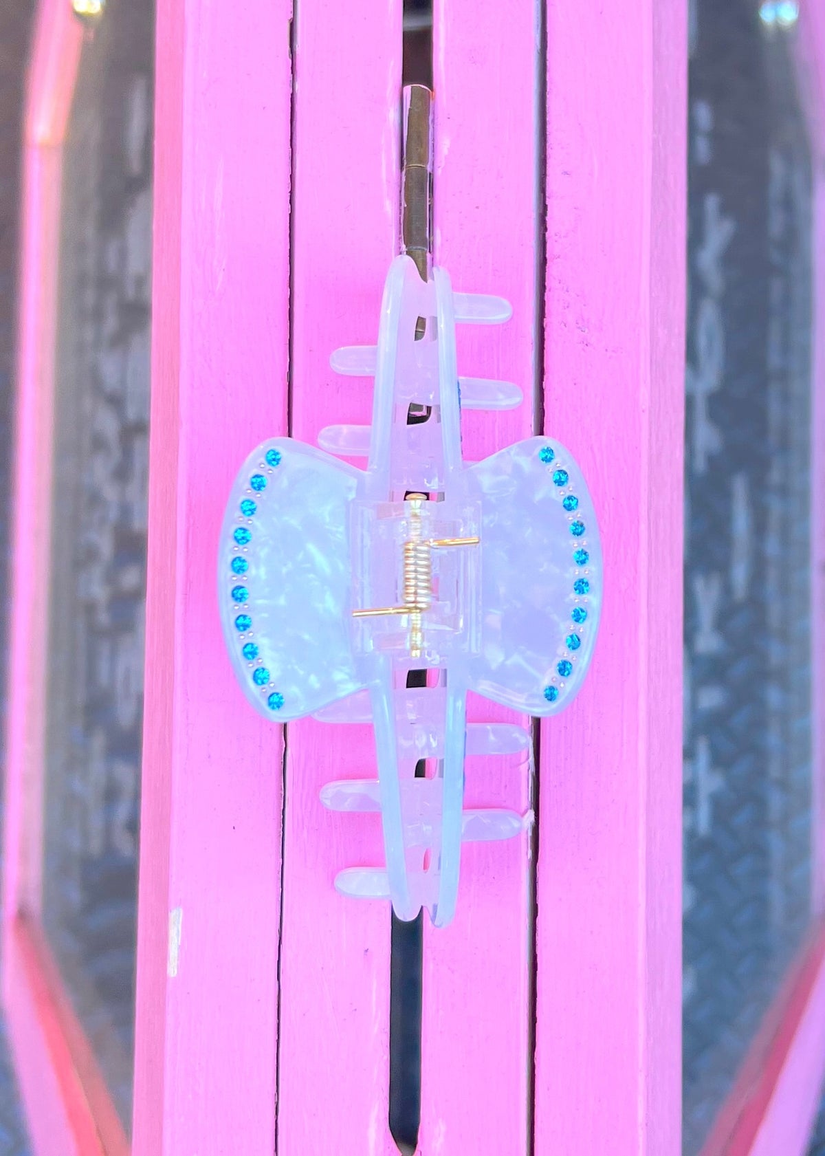 New York Blue Studded Ivory Hair Clip