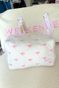 Pink Bows X-Large Embroidered Makeup Bag