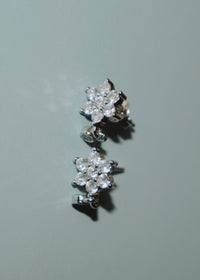 Sterling Silver CZ Flower Drop Studs