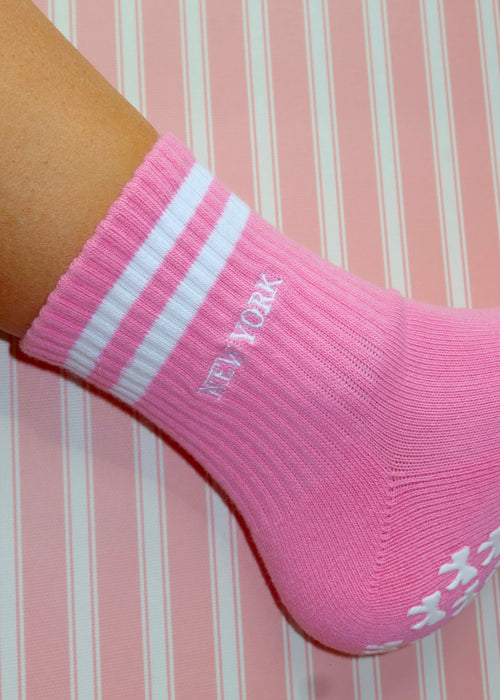New York White Stripe Grip Socks