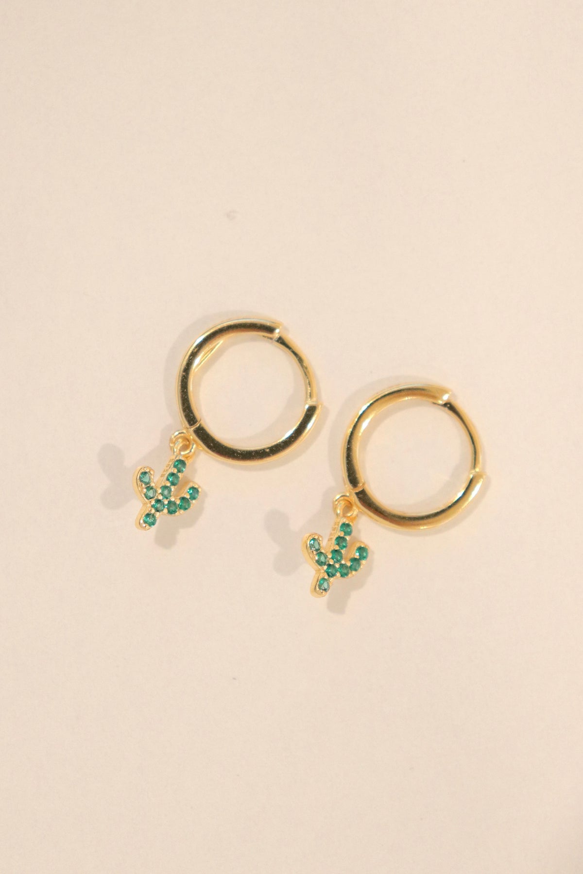 18k Gold Cactus Huggies