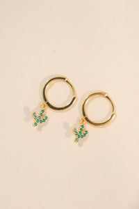 18k Gold Cactus Huggies