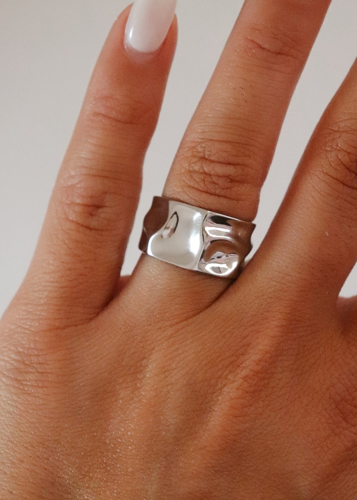 Sterling Silver Hammered Chunky Ring