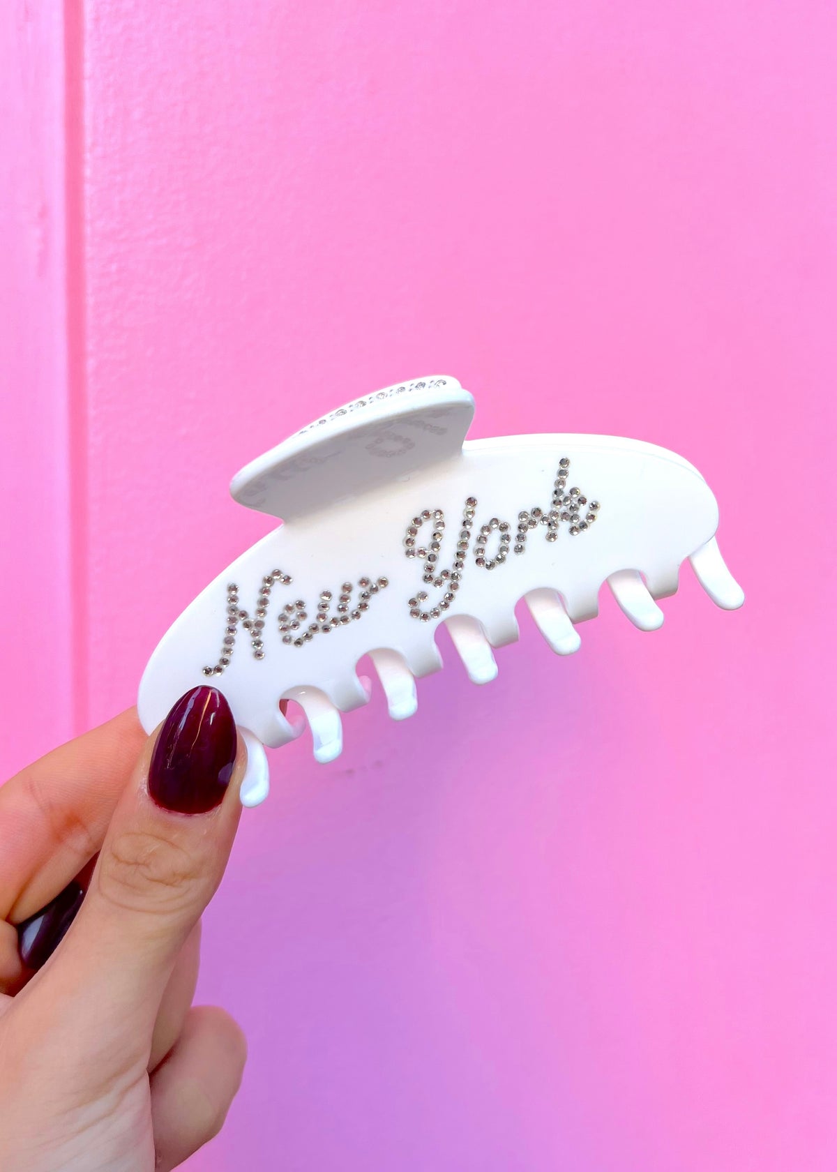 New York Studded White Hair Clip