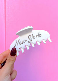 New York Studded White Hair Clip