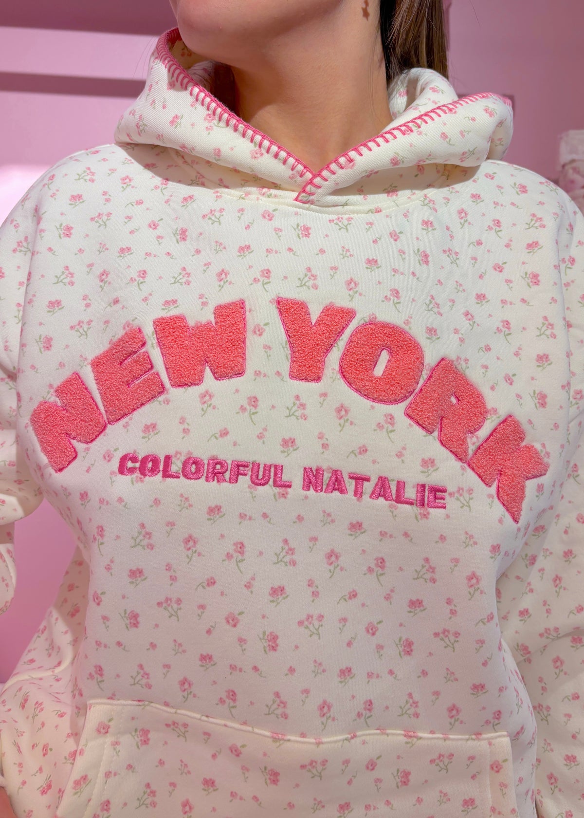 New York Floral Chenille Hoodie