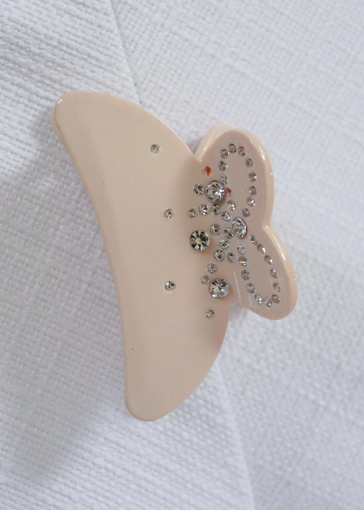 Beige Rhinestone Bow Hair Clip